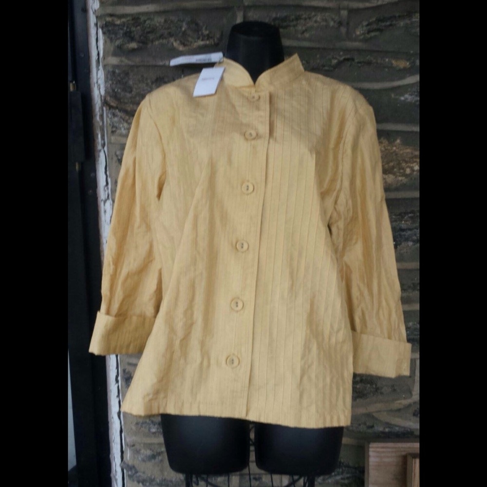 Chicos Luxe Ripple Button Jacket Yellow Sz 2
